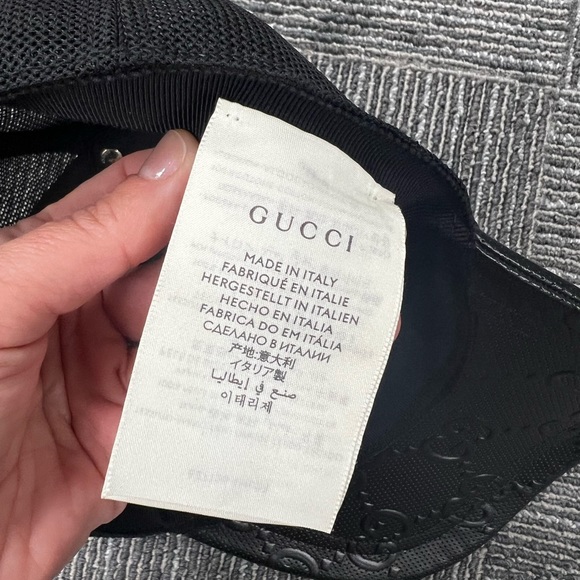 GUCCI BASEBALL CAP GG LOGO MESH LEATHER - Picture 4 of 16